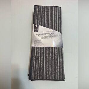 Town & Country Living 3 Piece Dish Drying Mats Microfiber Anti-Microbial Gray
